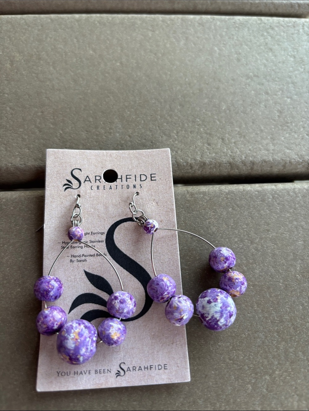 Sarahfide Creations Purple Beaded Hoop Earrings